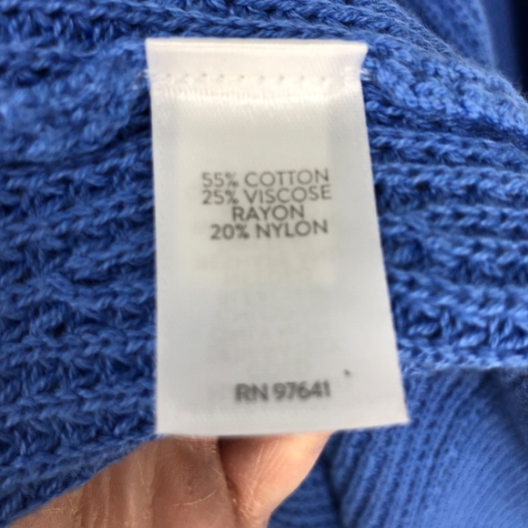 J Jill Womens Longline Cardigan Size XL Cornflower Blue Open Front Button Slits - Picture 5 of 11